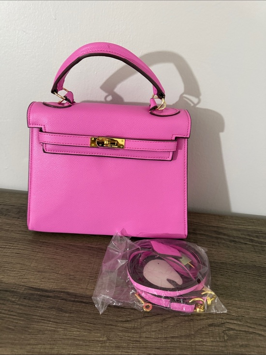 Handbags - Pink Top-Handle Women’s Handbag with Gold Hardware